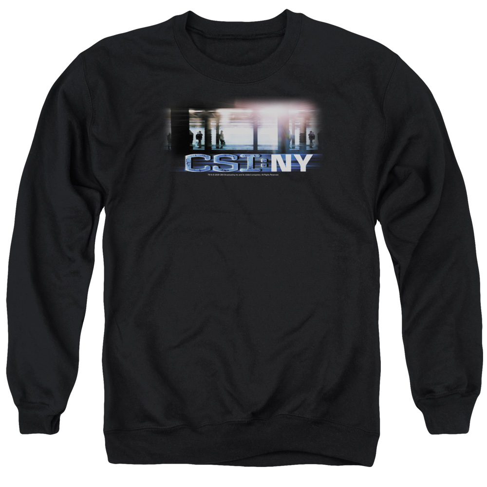 CBS128-AS-2 CSI & New York Subway Long Sleeve Adult Crewneck Sweatshirt, Black - Medium