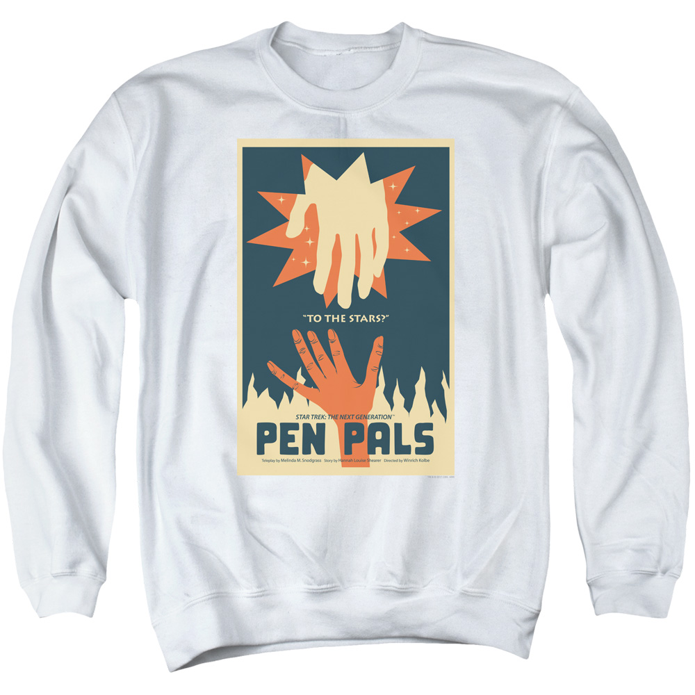Star Trek & TNG Season 2 Episode 15 Long Sleeve Adult Crewneck Sweatshirt, White - Small