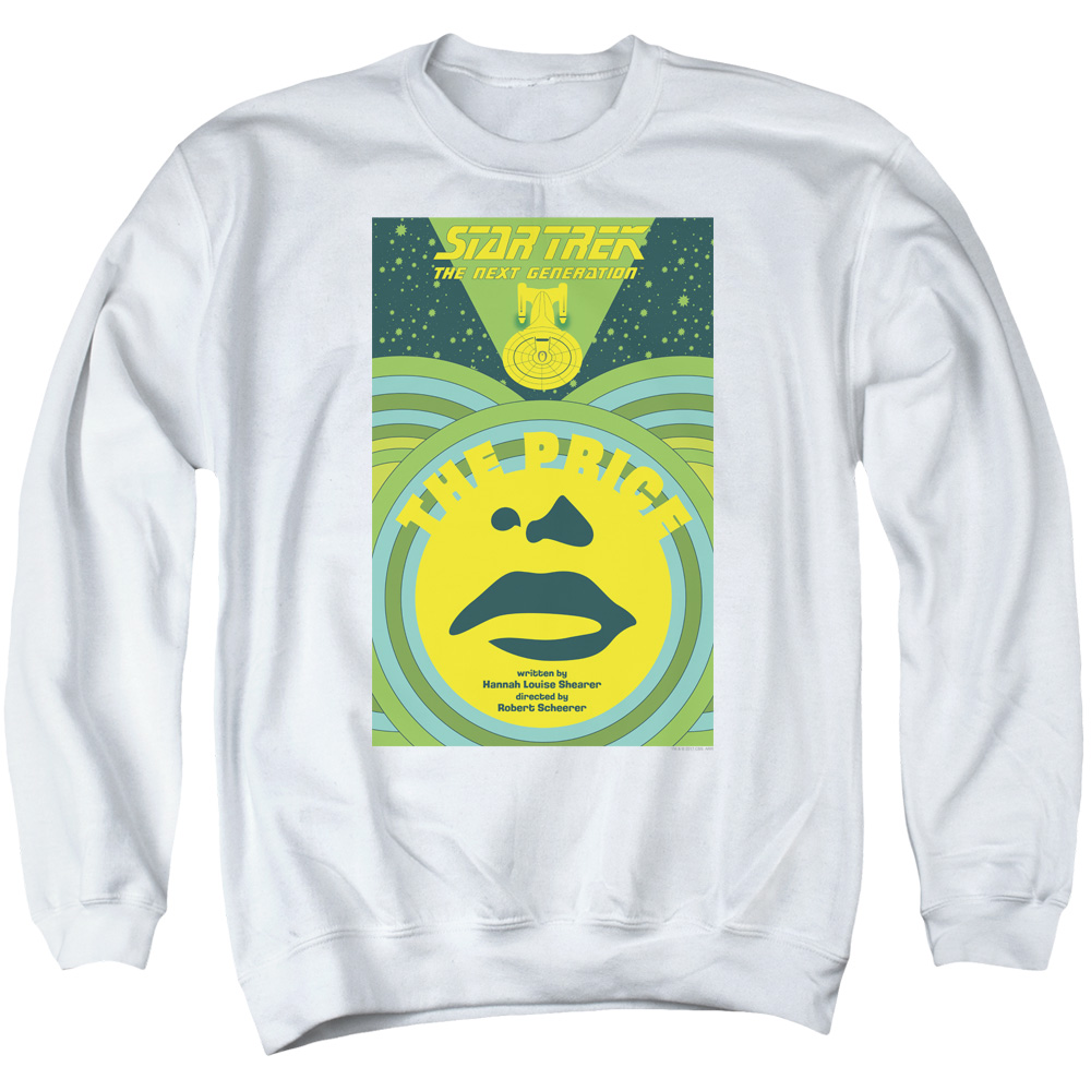 CBS2072-AS-4 Star Trek & TNG Season 3 Episode 8 Long Sleeve Adult Crewneck Sweatshirt, White - Extra Large