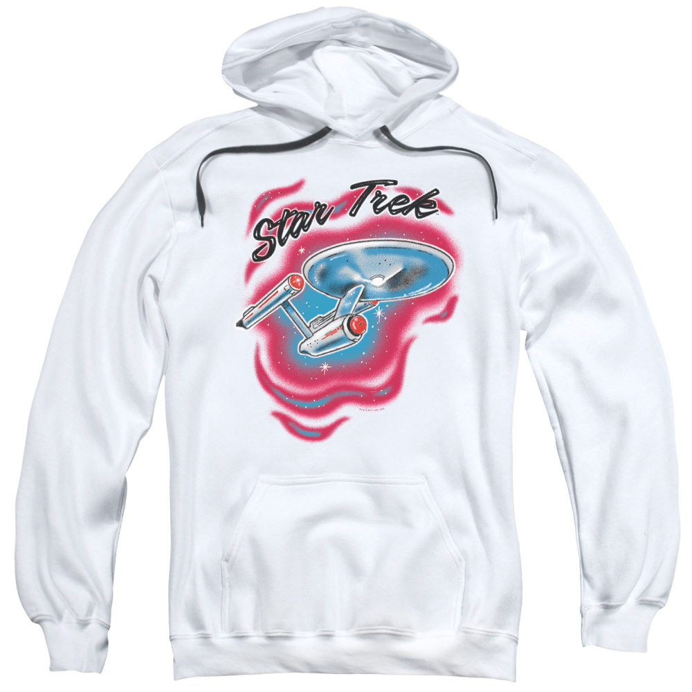 Star Trek & Trek Airbrush Adult Pull-Over Hoodie, White - Large