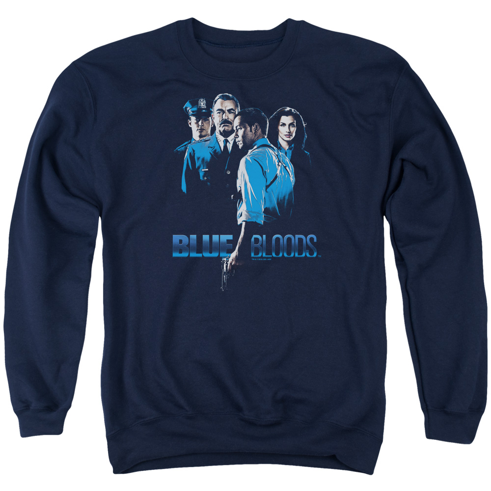 Blue Bloods & Blue Inverted Long Sleeve Adult Crewneck Sweatshirt, Navy - Medium