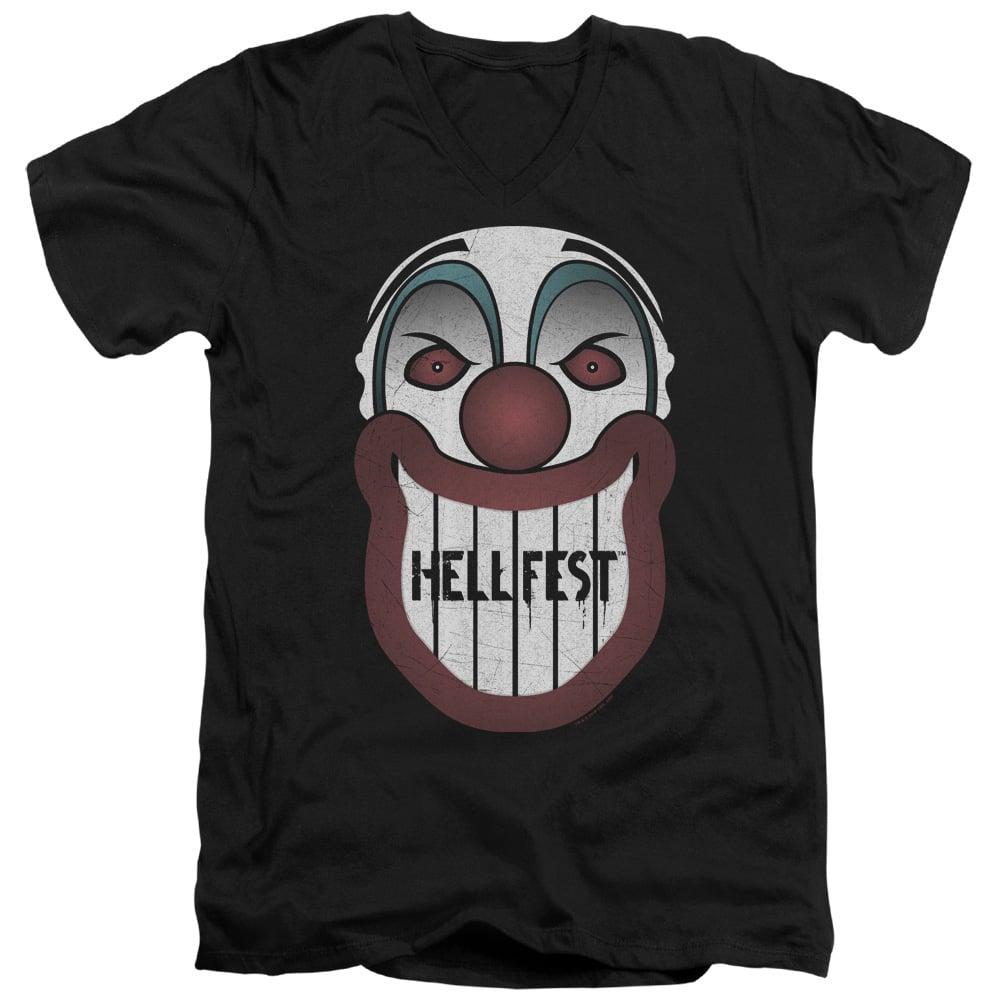 CBS2511-AV-4 Hell Fest & Facade Short Sleeve Cotton Adult Slim Fit V-Neck 30-1 T-Shirt, Black - Extra Large