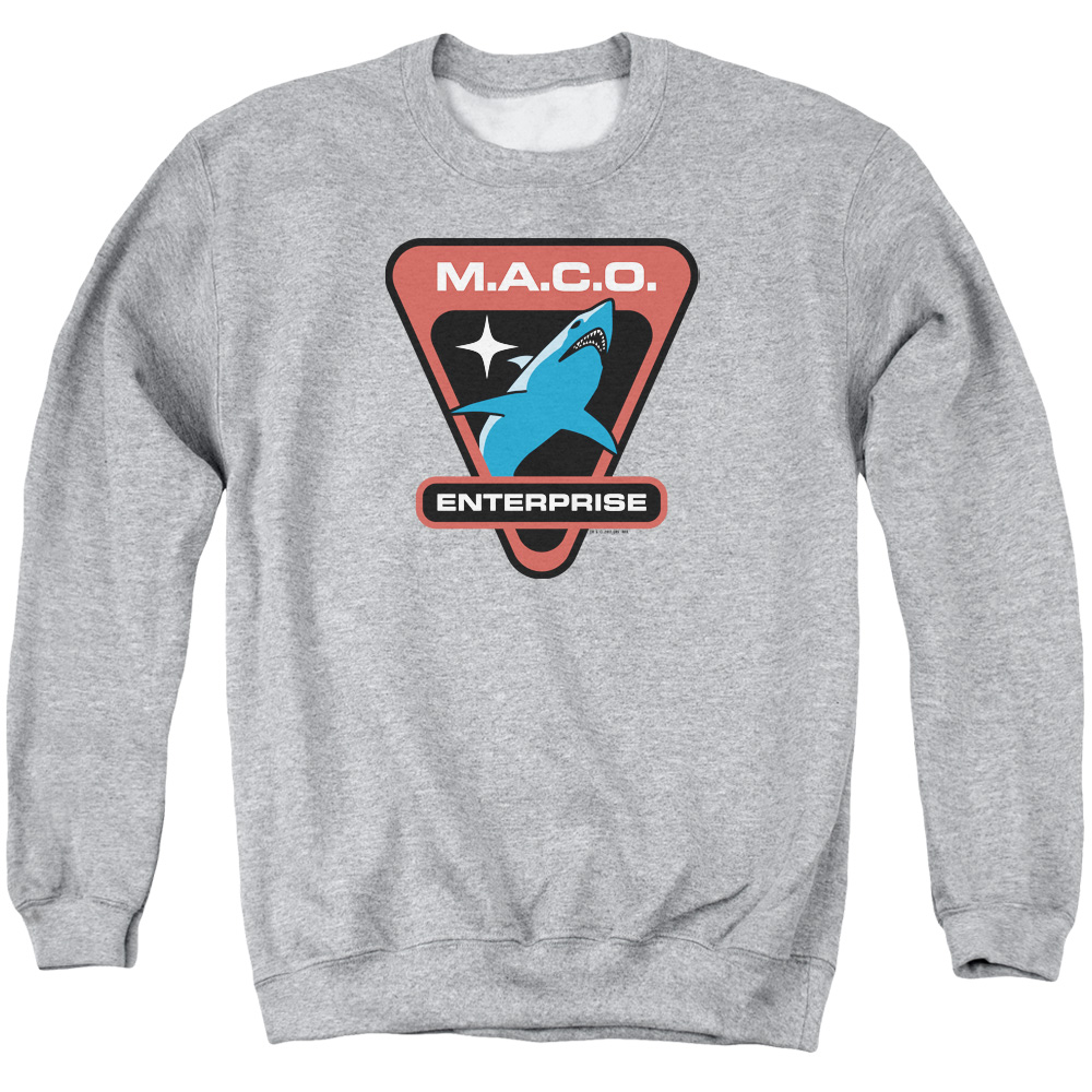 CBS1871-AS-2 Star Trek & Maco Patch Long Sleeve Adult Crewneck Sweatshirt, Athletic Heather - Medium