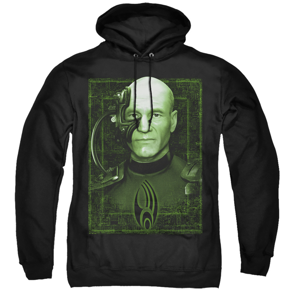 Star Trek & Locutus of Borg Adult Pull-Over Hoodie, Black - Small