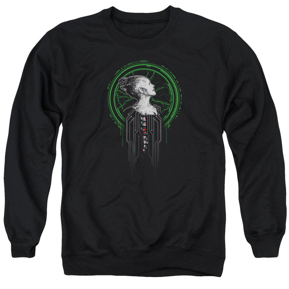 Star Trek & Borg Queen Long Sleeve Adult Crewneck Sweatshirt, Black - Large