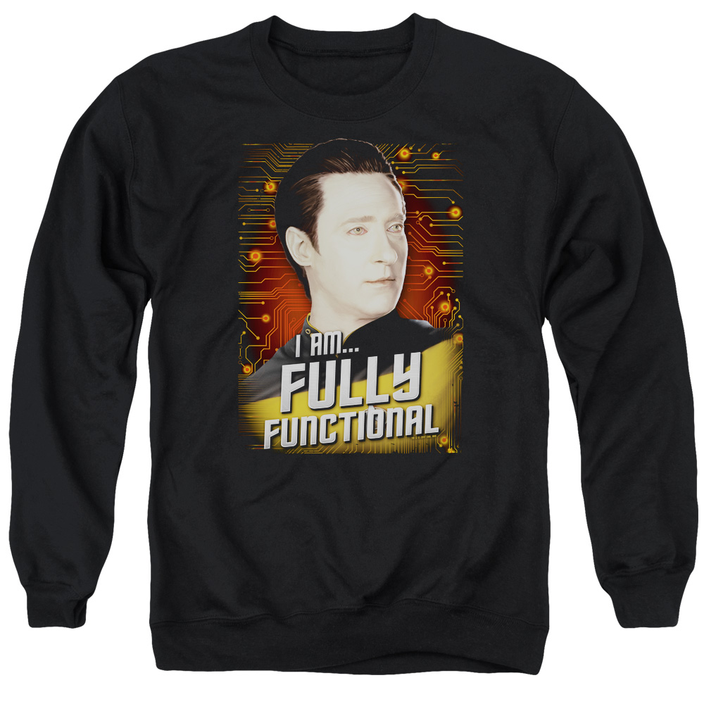 Star Trek & Fully Functional Long Sleeve Adult Crewneck Sweatshirt, Black - Extra Large