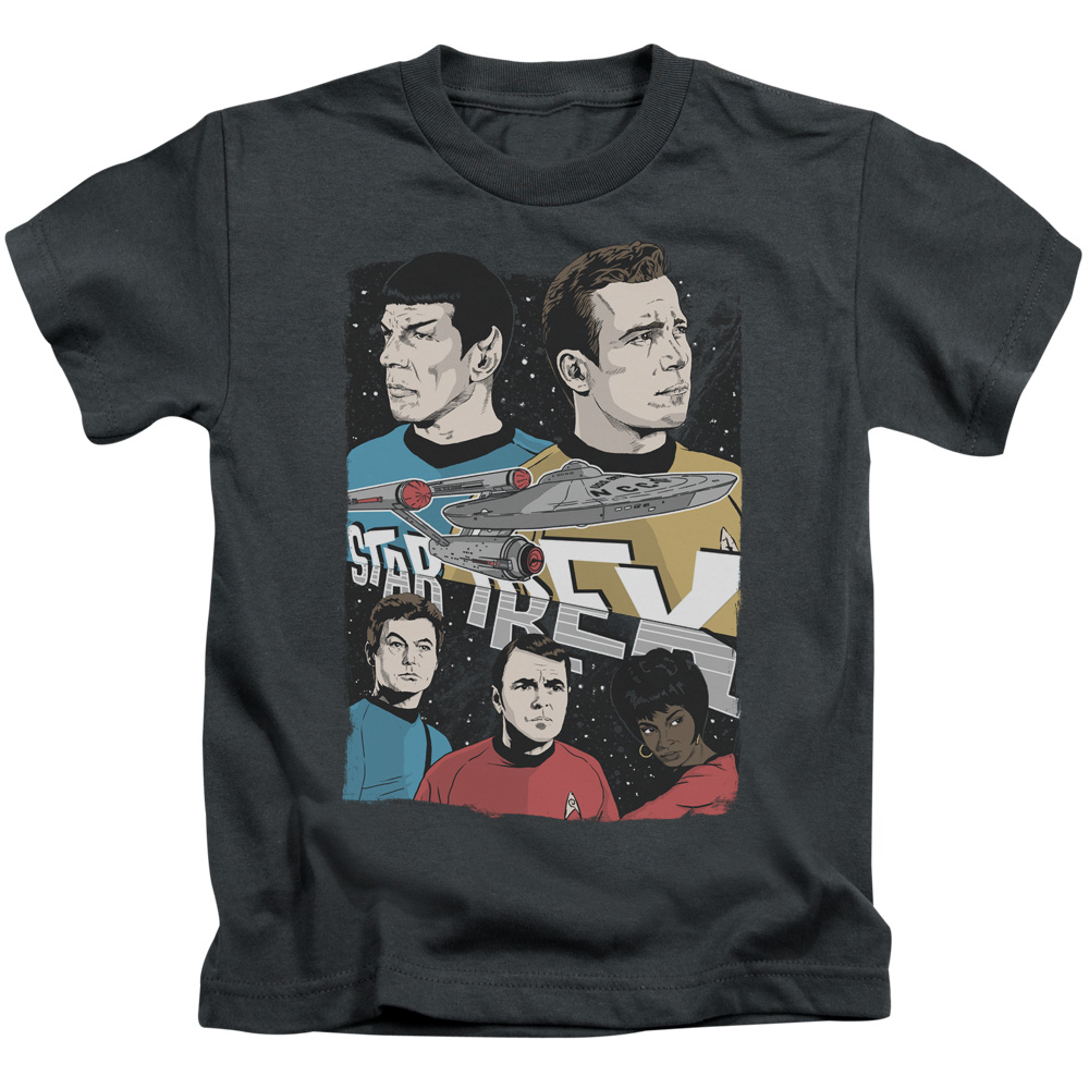 Star Trek & Illustrated Crew Short Sleeve Cotton Juvenile 18-1 T-Shirt, Charcoal - Medium - 5-6