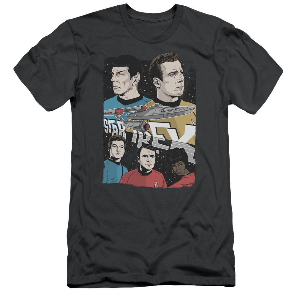 CBS1883-PSF-3 Star Trek & Illustrated Crew HBO Short Sleeve Cotton Adult Premium Canvas Brand Slim Fit 30-1 T-Shirt, Charcoal - Large