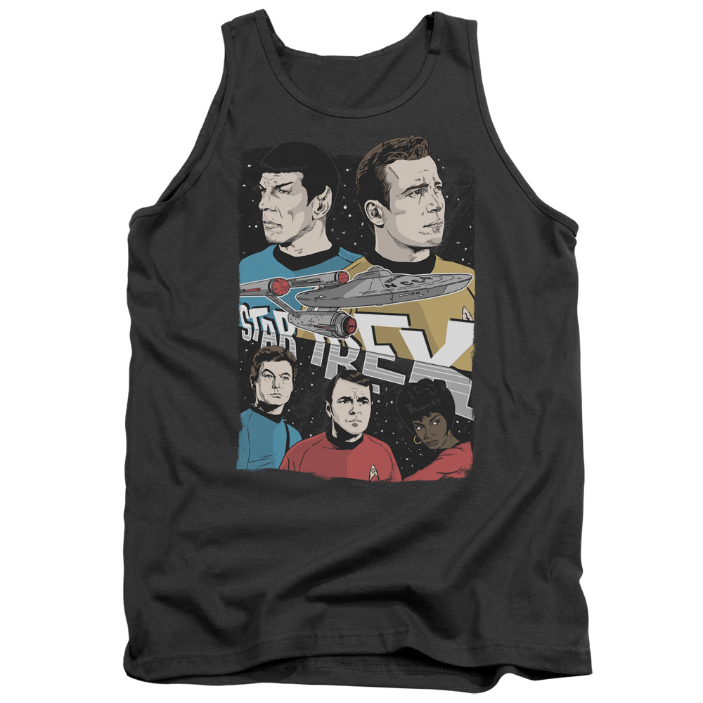 CBS1883-TK-2 Star Trek & Illustrated Crew Adult Cotton Tank Top, Charcoal - Medium