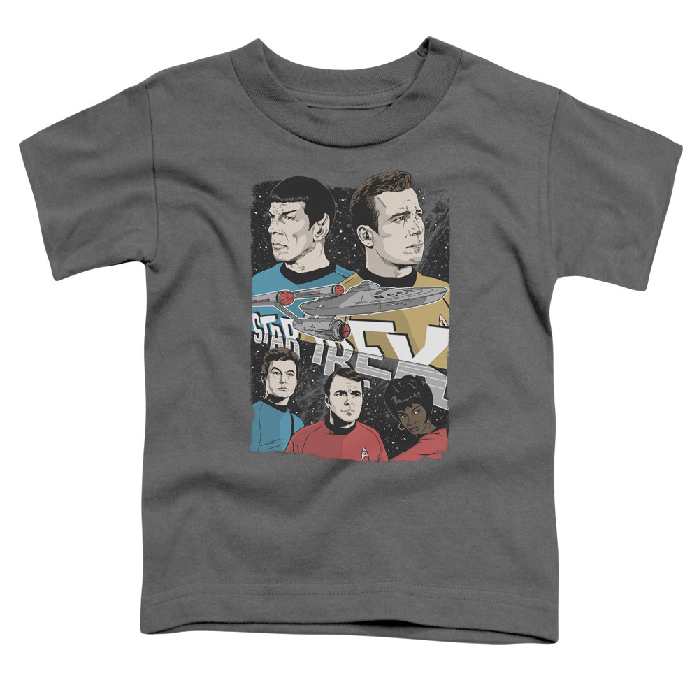 Star Trek & Illustrated Crew Short Sleeve Cotton Toddler T-Shirt, Charcoal - Large - 4 Toddler