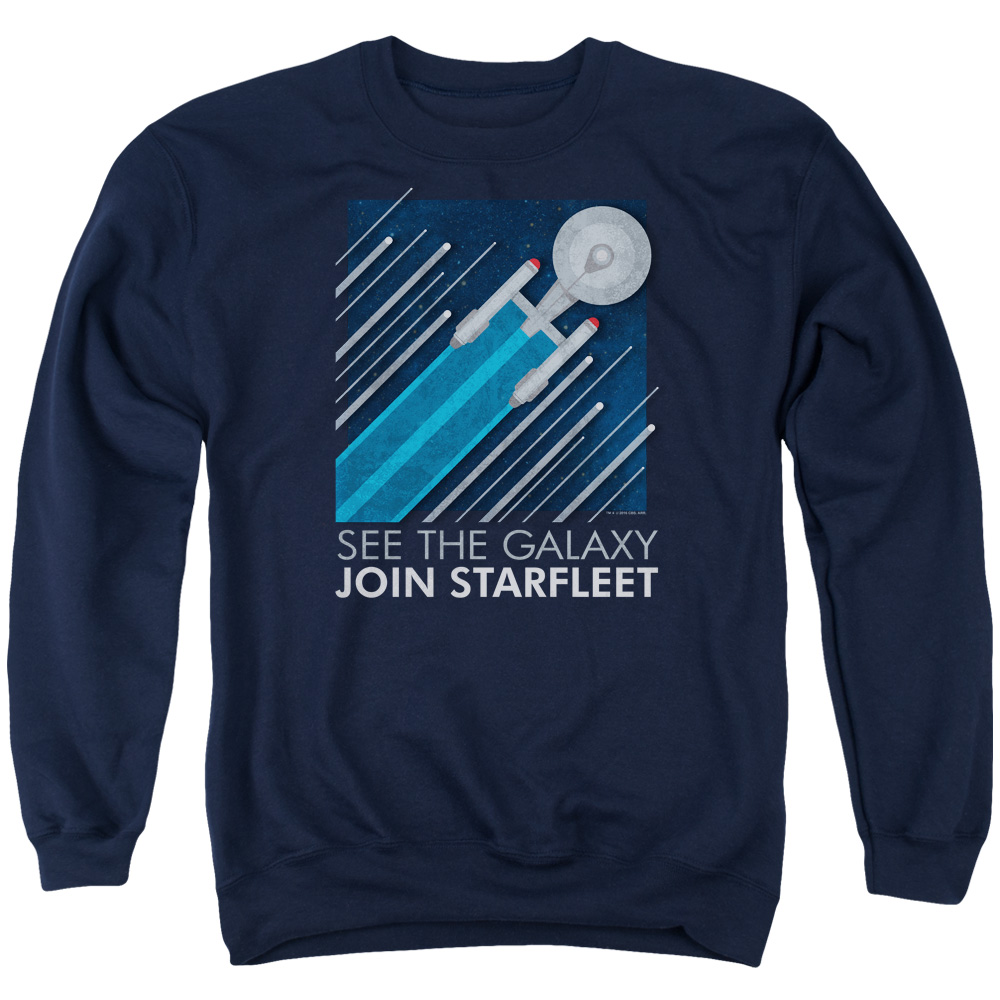 Star Trek & Starfleet Recruitment Poster Long Sleeve Adult Crewneck Sweatshirt, Navy - 2X