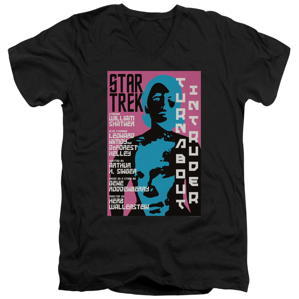 CBS2016B-AV-3 Star Trek & Tos Episode 79 Short Sleeve Cotton Adult Slim Fit V-Neck 30-1 T-Shirt, Black - Large