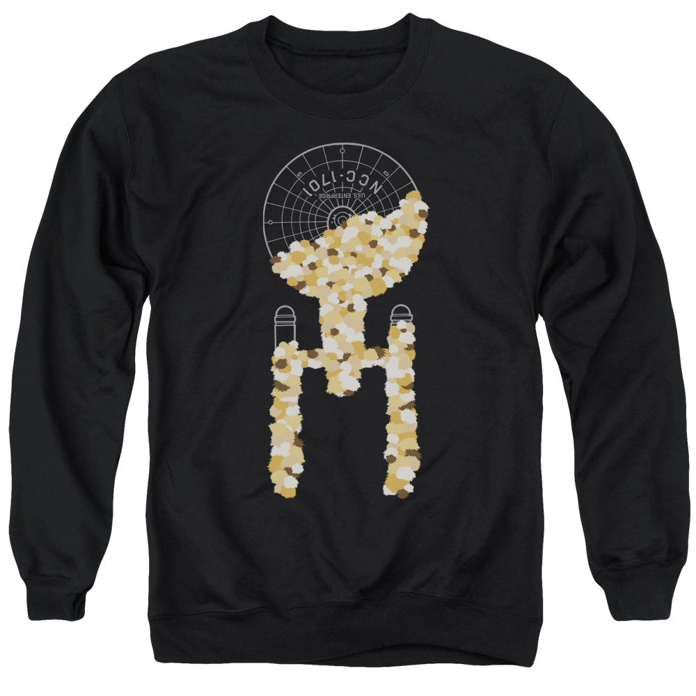 Star Trek & Tribble Takeover Long Sleeve Adult Crewneck Sweatshirt, Black - Extra Large