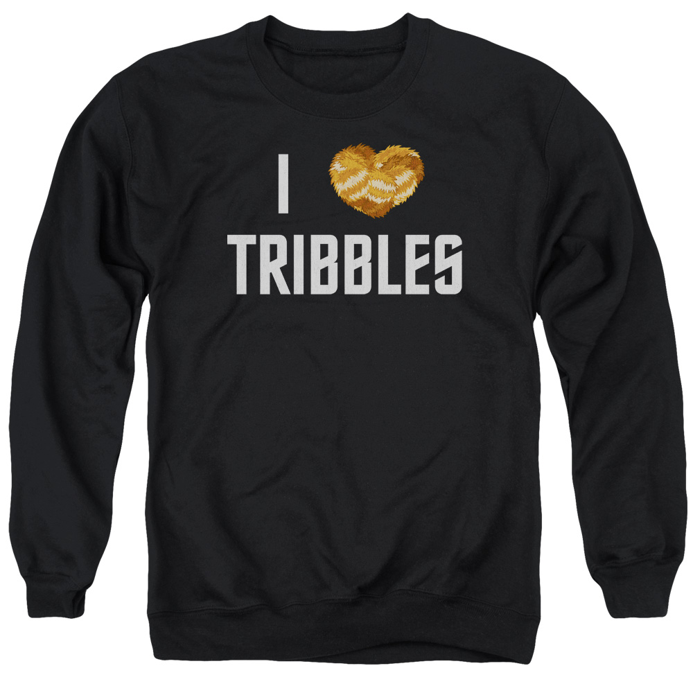Star Trek & I Heart Tribbles Long Sleeve Adult Crewneck Sweatshirt, Black - Small