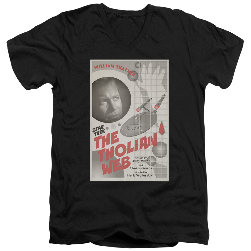 CBS2001B-AV-4 Star Trek & Tos Episode 64 Short Sleeve Cotton Adult Slim Fit V-Neck 30-1 T-Shirt, Black - Extra Large