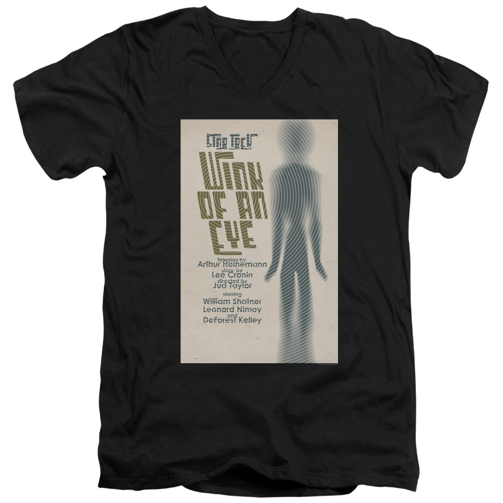 CBS2003B-AV-4 Star Trek & Tos Episode 66 Short Sleeve Cotton Adult Slim Fit V-Neck 30-1 T-Shirt, Black - Extra Large