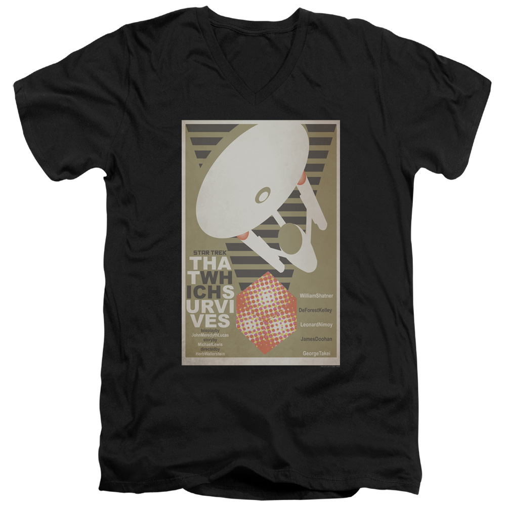 CBS2009B-AV-3 Star Trek & Tos Episode 72 Short Sleeve Cotton Adult Slim Fit V-Neck 30-1 T-Shirt, Black - Large