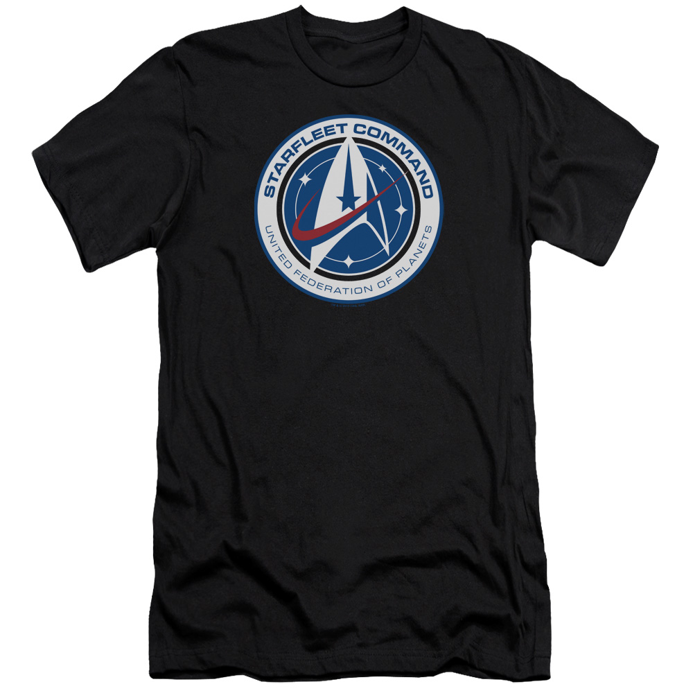CBS2287-PSF-1 Star Trek Discovery & Starfleet Command HBO Short Sleeve Cotton Adult Premium Canvas Brand Slim Fit 30-1 T-Shirt, Black - Small