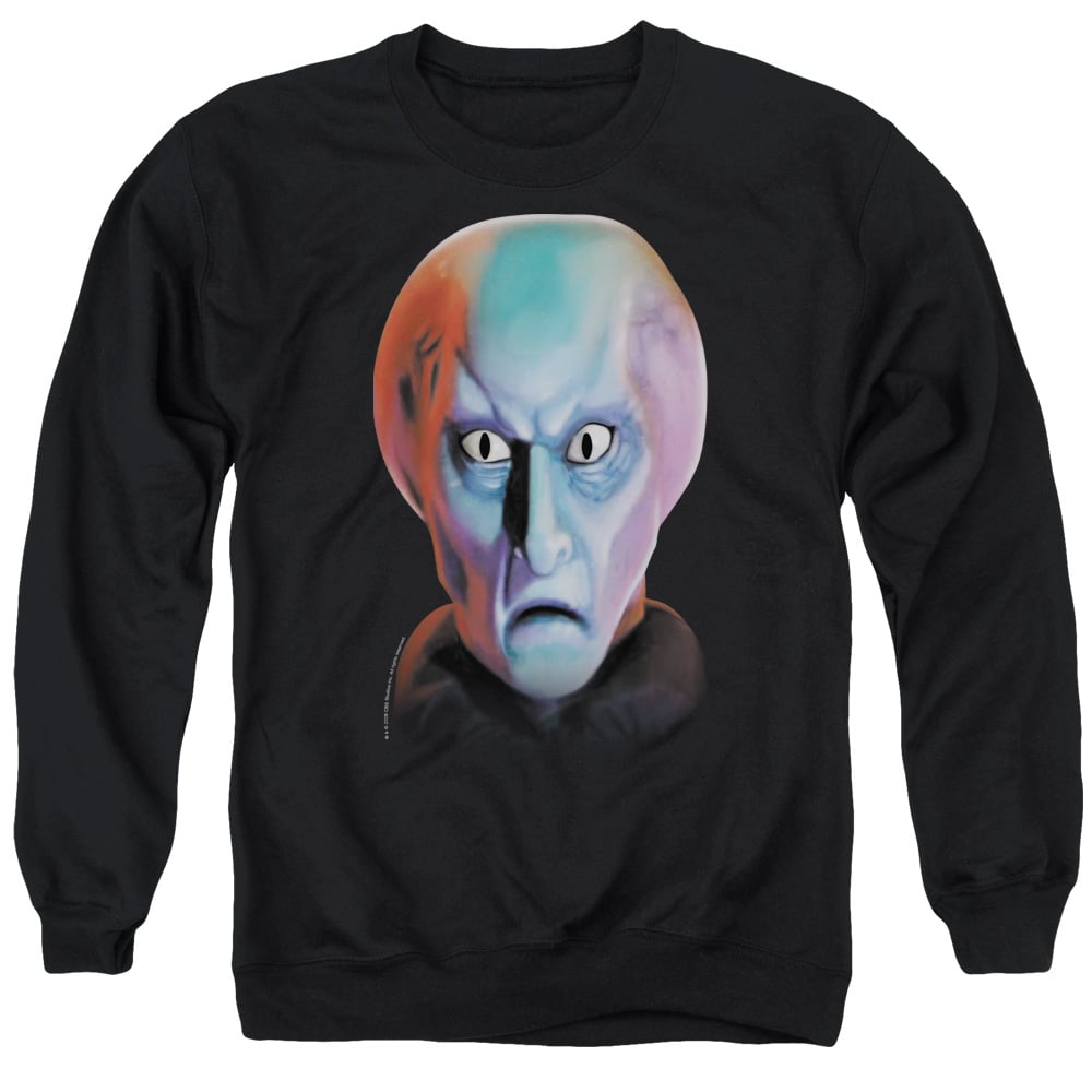 Star Trek & Balok Head Long Sleeve Adult Crewneck Sweatshirt, Black - Medium