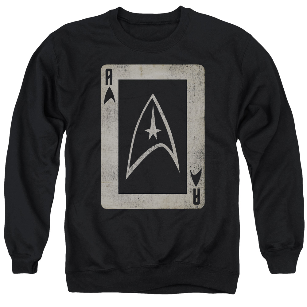 Star Trek & Tos Ace Long Sleeve Adult Crewneck Sweatshirt, Black - Large