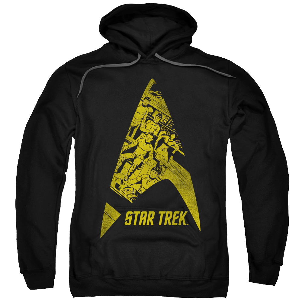 CBS1476-AFTH-8 Star Trek & Delta Crew Adult Pull-Over Hoodie, Black - 5X