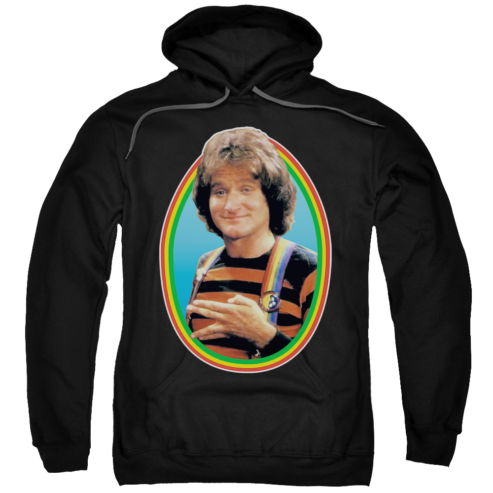 CBS1551-AFTH-7 Mork & Mindy & Mork Adult Pull-Over Hoodie, Black - 4X