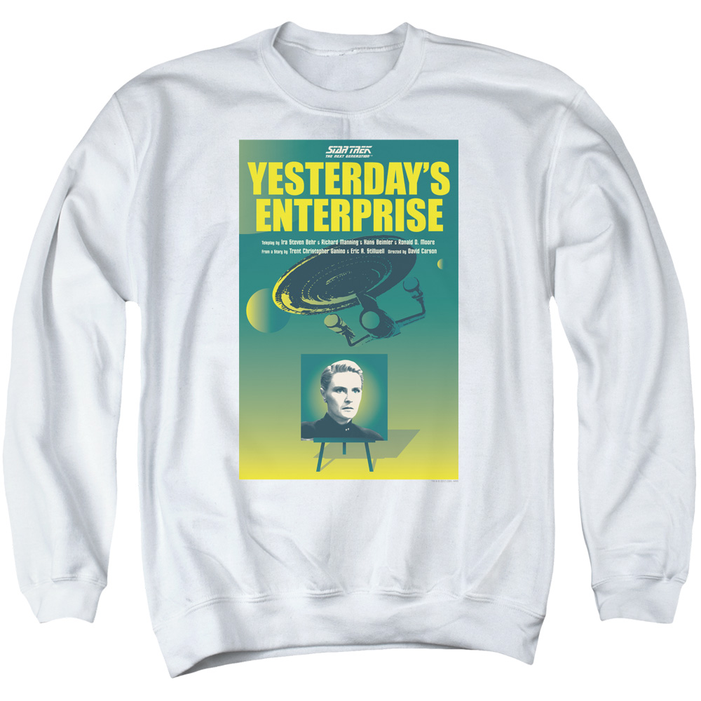 CBS2079-AS-4 Star Trek & TNG Season 3 Episode 15 Long Sleeve Adult Crewneck Sweatshirt, White - Extra Large