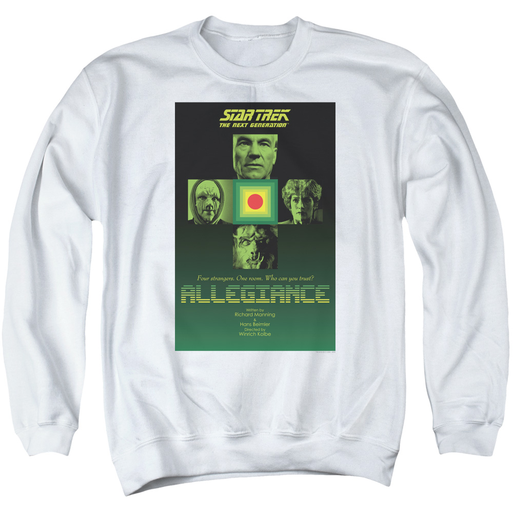 CBS2082-AS-4 Star Trek & TNG Season 3 Episode 18 Long Sleeve Adult Crewneck Sweatshirt, White - Extra Large