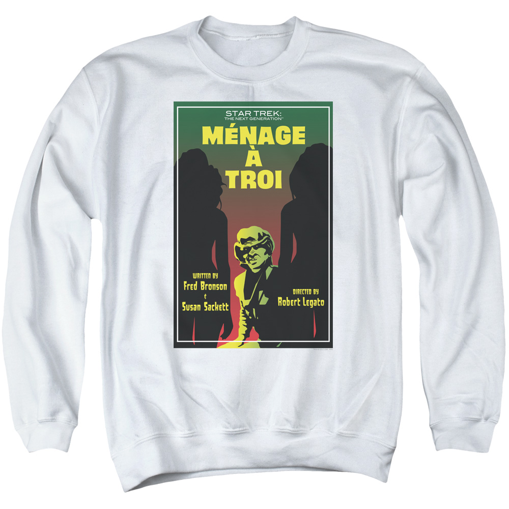 CBS2088-AS-4 Star Trek & TNG Season 3 Episode 24 Long Sleeve Adult Crewneck Sweatshirt, White - Extra Large