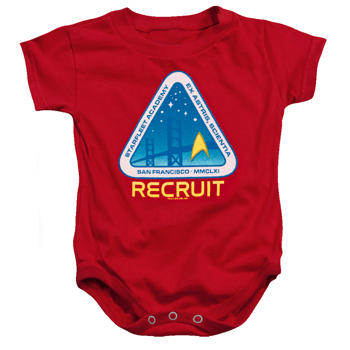 CBS2453-SS-2 Star Trek & Recruit Infant Cotton Snapsuit, Red - Medium - 12 Months