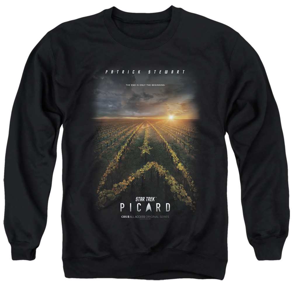 Star Trek Picard & Picard Poster Long Sleeve Adult Crewneck Sweatshirt, Black - 3X