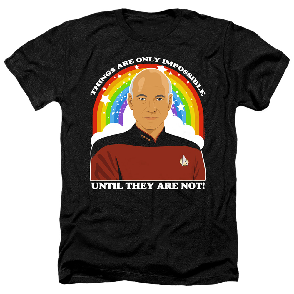 CBS2662-HA-5 Star Trek the Next Generation & Impossible Adult Regular Fit Heather Short Sleeve T-Shirt, Black - 2X