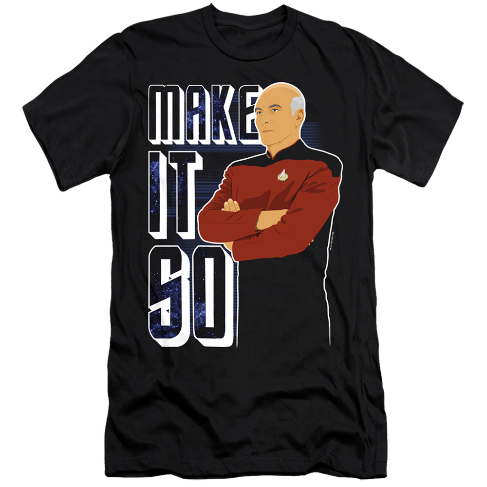 CBS2663-PSF-1 Star Trek the Next Generation & Make It So HBO Short Sleeve Cotton Adult Premium Canvas Brand Slim Fit 30-1 T-Shirt, Black - Small