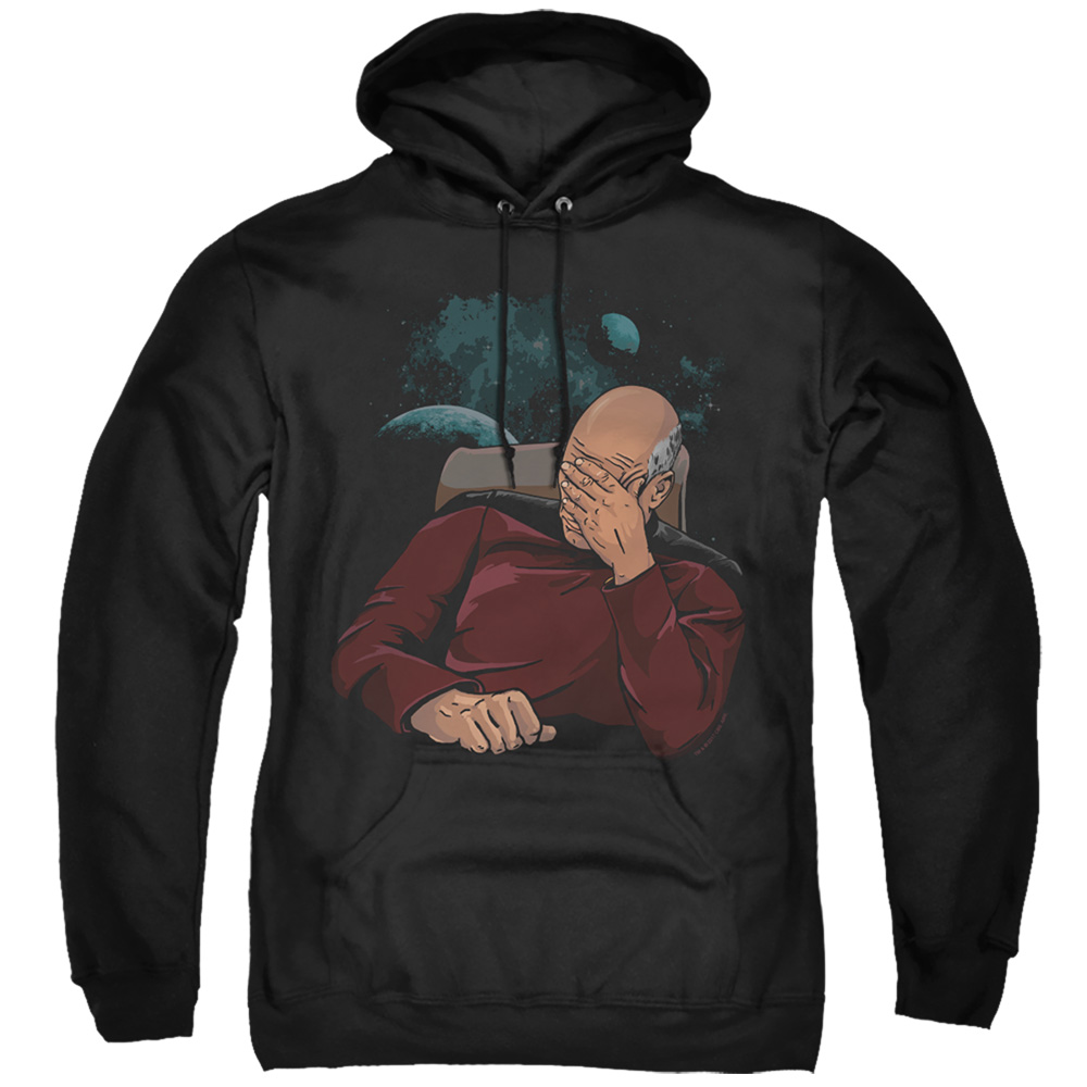 Star Trek & Facepalm Adult Pull-Over Hoodie, Black - Small