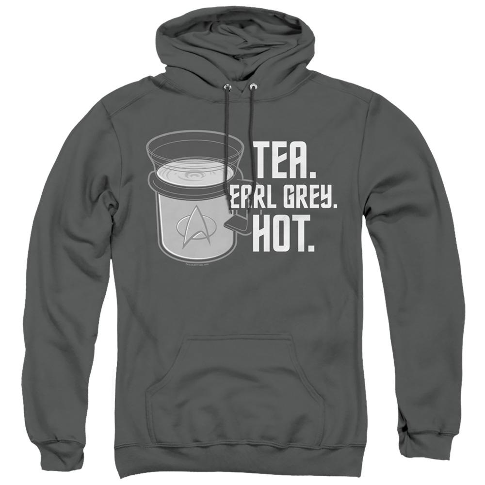 Star Trek & Earl Grey Adult Pull-Over Hoodie, Charcoal - Medium