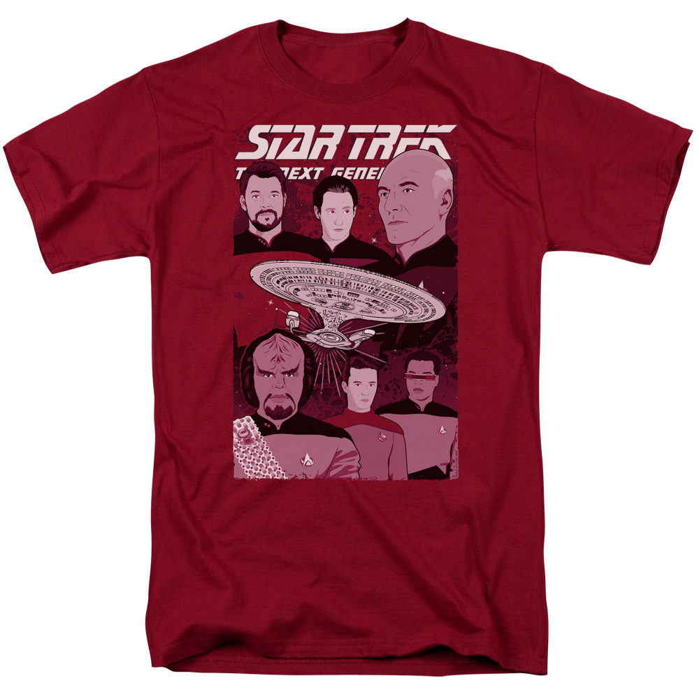 Star Trek & Captain & Crew Short Sleeve Cotton Adult Regular Fit 18-1 T-Shirt, Cardinal - 2X