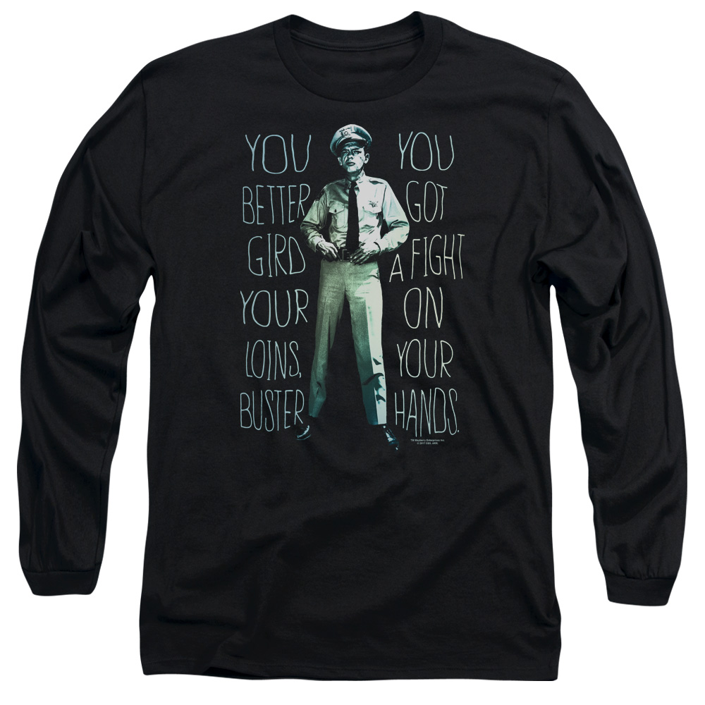 CBS2198-AL-5 Andy Griffith Show & Fight Long Sleeve Cotton Adult 18-1 T-Shirt, Black - 2X -  Trevco