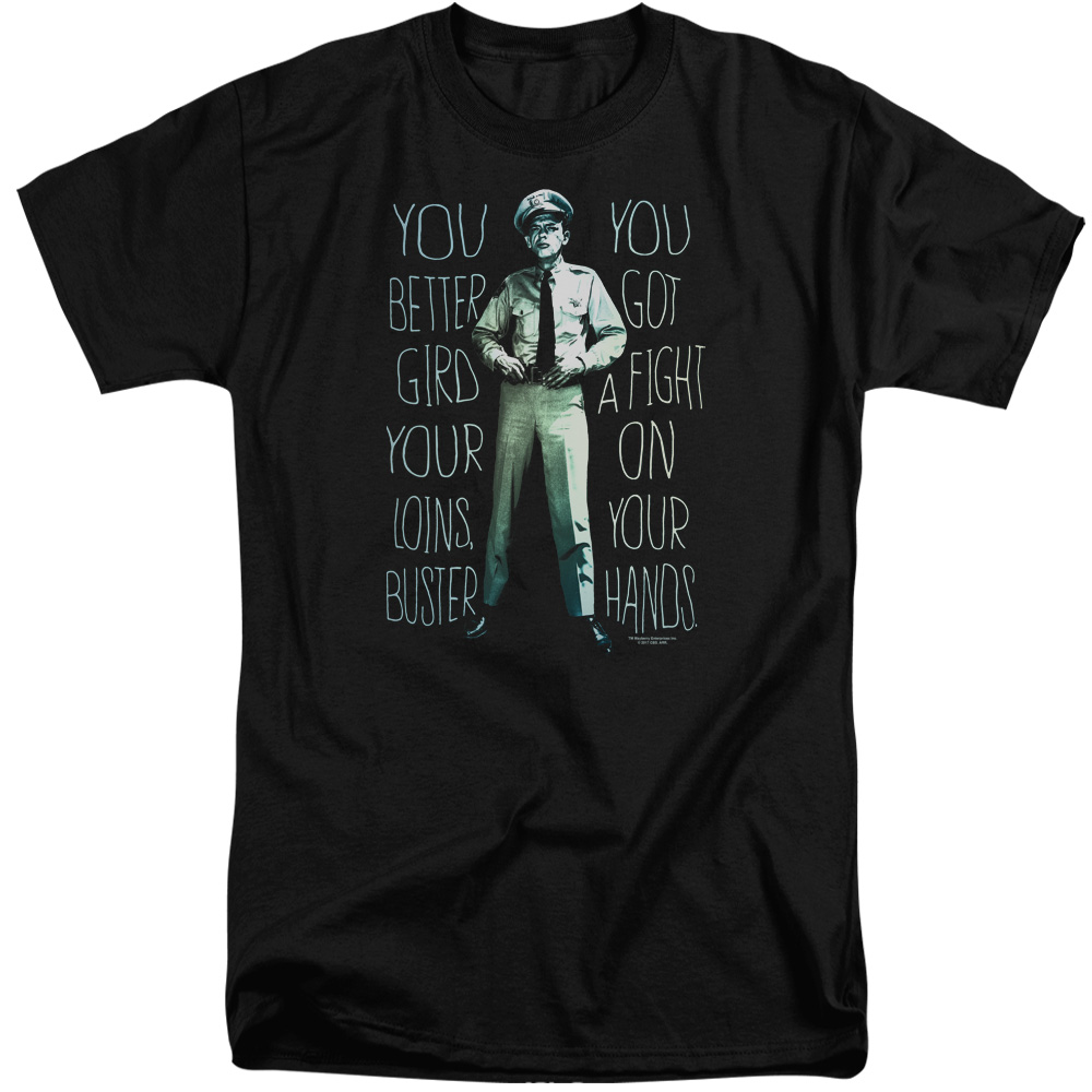CBS2198-ATT-5 Andy Griffith Show & Fight Short Sleeve Cotton Adult Tall Fit T-Shirt, Black - 2X -  Trevco