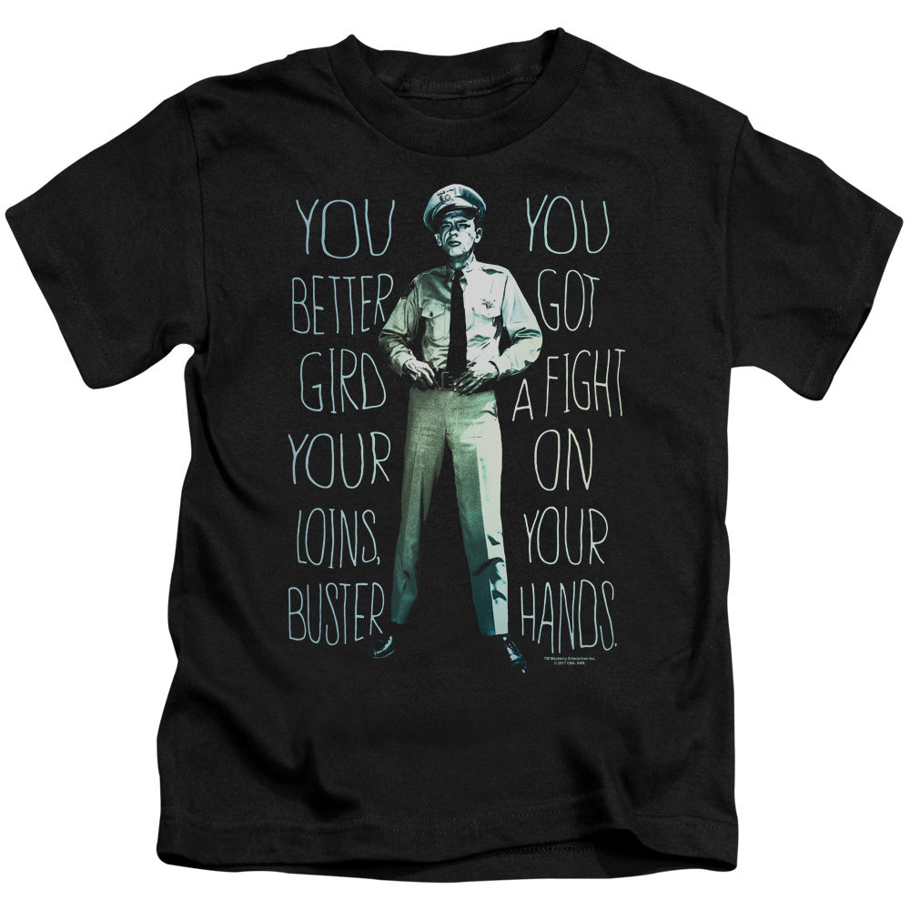 CBS2198-KT-2 Andy Griffith Show & Fight Short Sleeve Cotton Juvenile 18-1 T-Shirt, Black - Medium - 5-6 -  Trevco