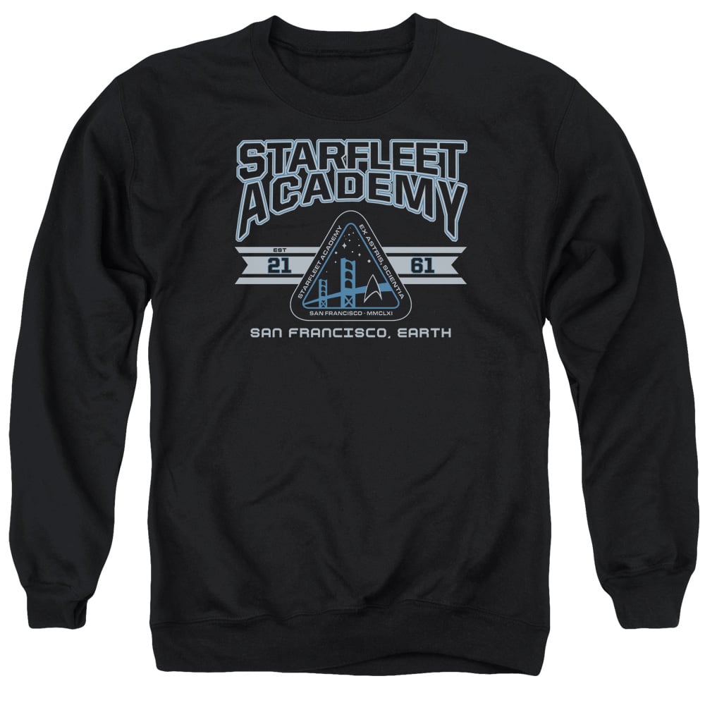 Star Trek & Starfleet Academy Earth Long Sleeve Adult Crewneck Sweatshirt, Black - Small