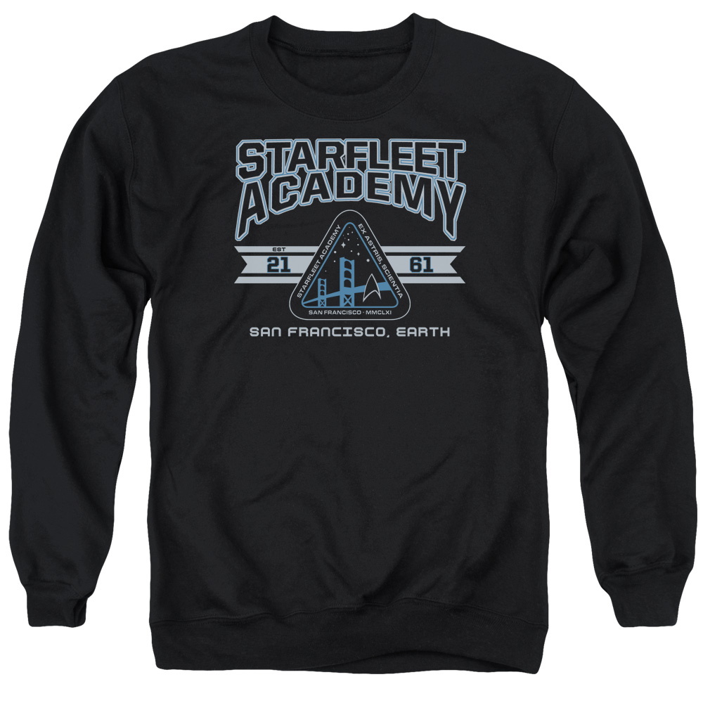 Star Trek & Starfleet Academy Earth Long Sleeve Adult Crewneck Sweatshirt, Black - Large