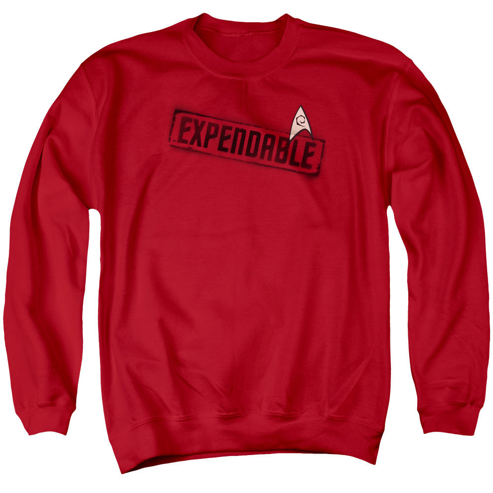 Star Trek & Expendable Long Sleeve Adult Crewneck Sweatshirt, Red - Medium