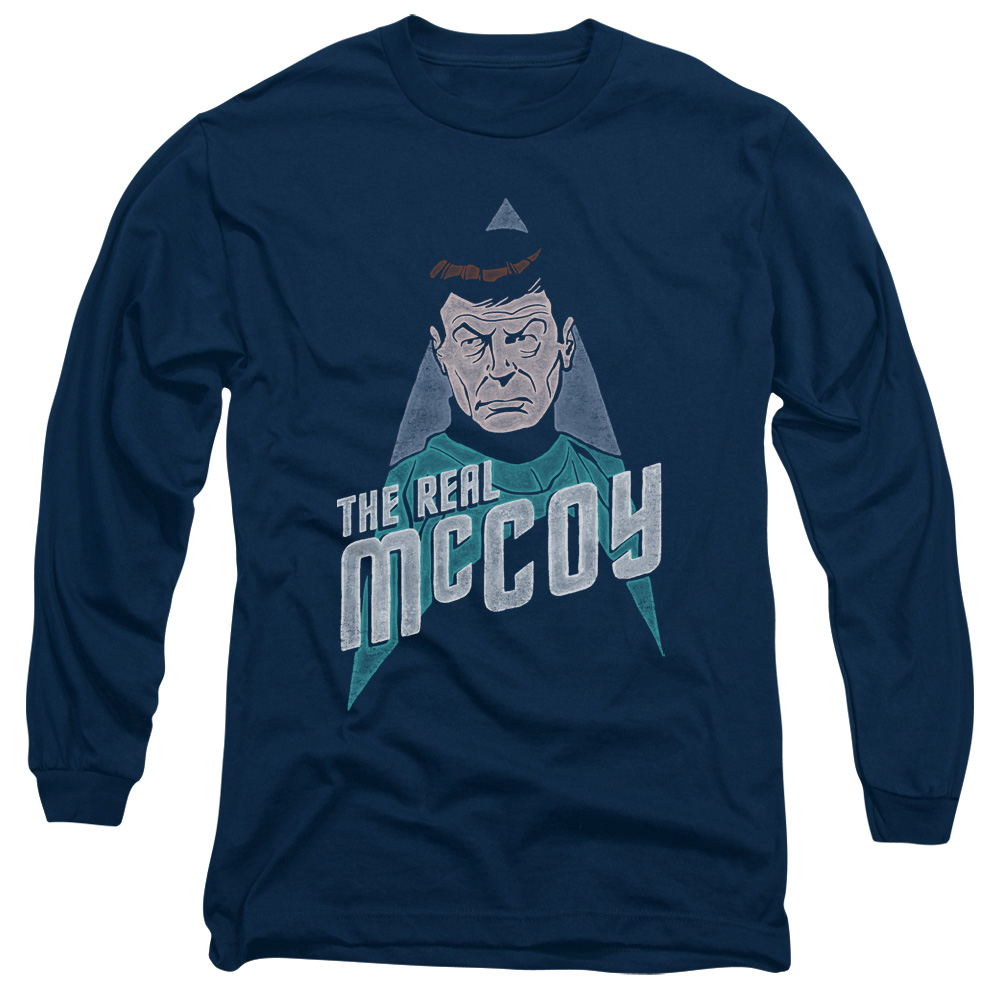 CBS1155-AL-6 Star Trek & The Real Mccoy Long Sleeve Cotton Adult 18-1 T-Shirt, Navy - 3X