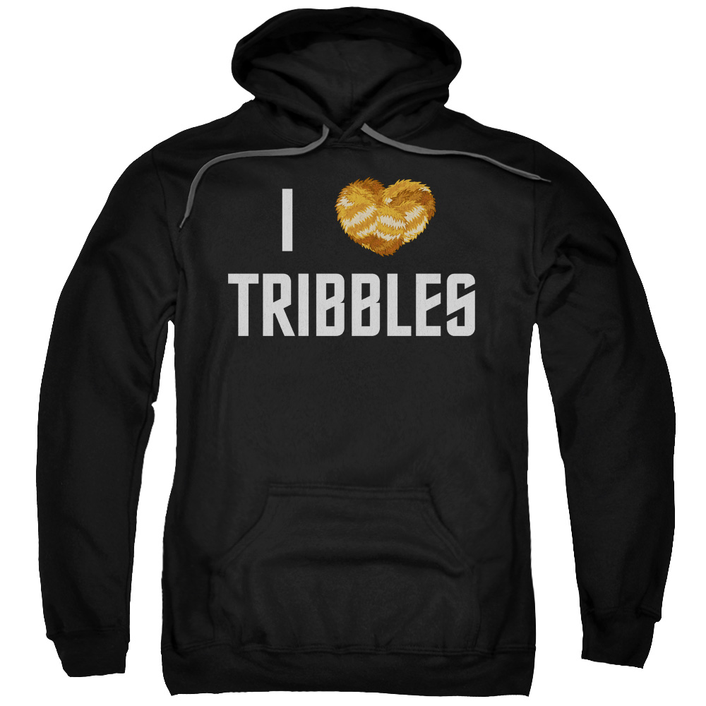 CBS1201-AFTH-7 Star Trek & I Heart Tribbles Adult Pull-Over Hoodie, Black - 4X -  Trevco