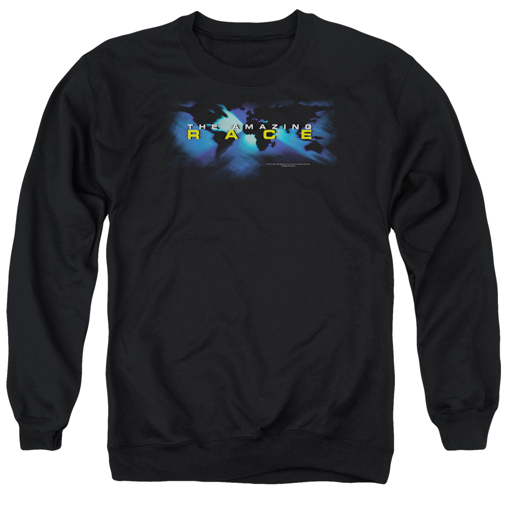 Amazing Race & Faded Globe Long Sleeve Adult Crewneck Sweatshirt, Black - Extra Large