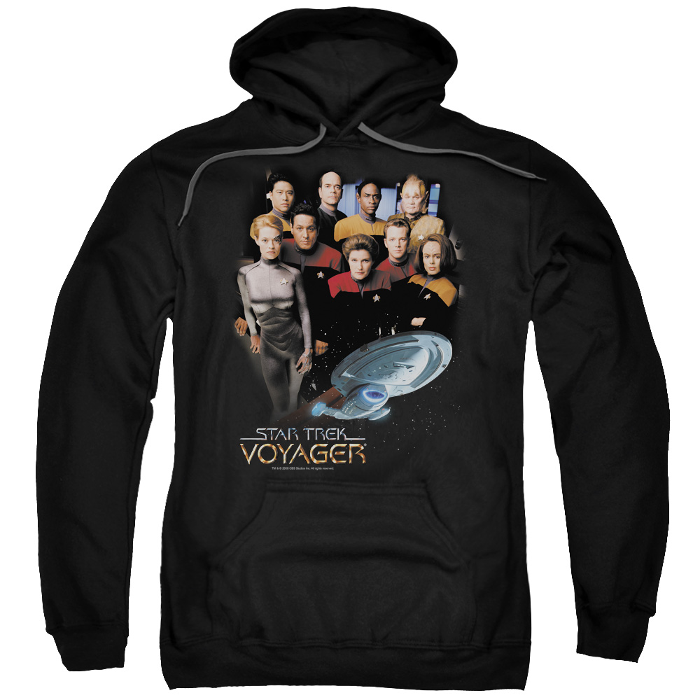 CBS232-AFTH-7 Star Trek & Voyager Crew Adult Pull-Over Hoodie, Black - 4X -  Trevco