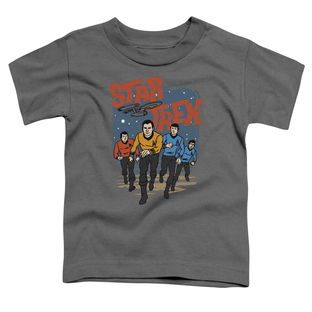 CBS1736-TT-2 Star Trek & Run Forward Toddler Short Sleeve T-Shirt, Charcoal - Medium - 3 Toddler