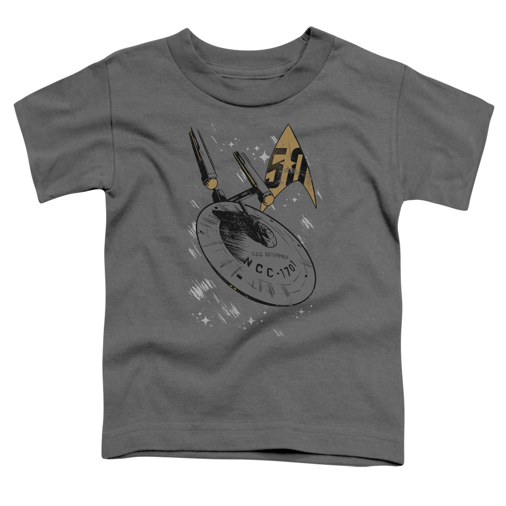 CBS1758-TT-2 Star Trek & Enterprise Dash Toddler Short Sleeve T-Shirt, Charcoal - Medium - 3 Toddler