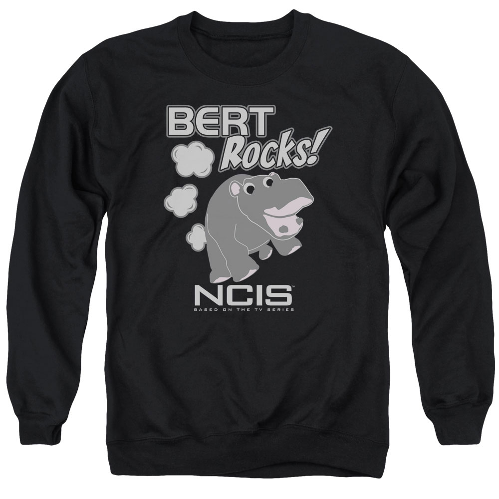 CBS969-AS-1 NCIS & Bert Rocks Adult Crewneck Sweatshirt, Black - Small -  Trevco