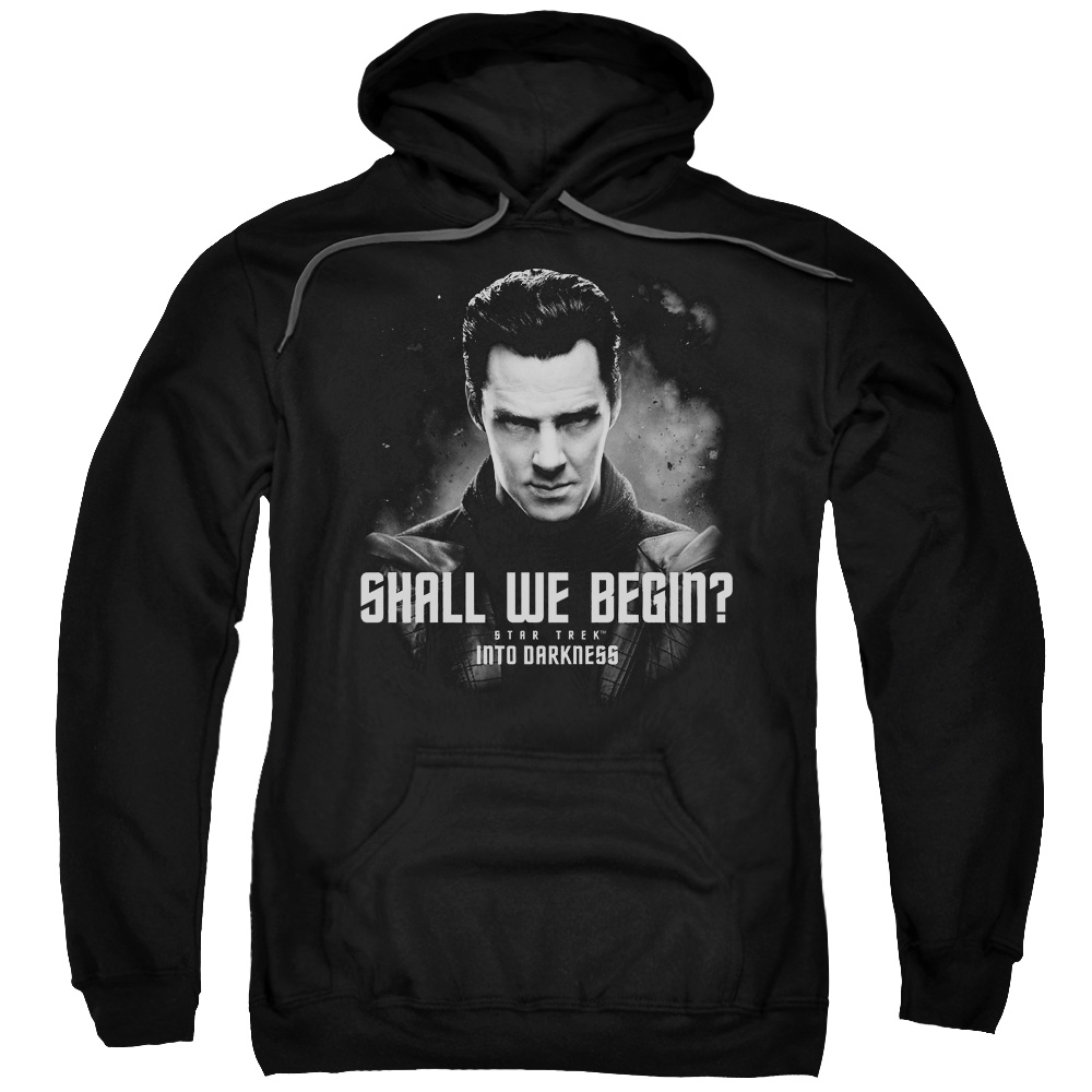 CBS1253-AFTH-7 Star Trek & Shall We Begin Adult Pull-Over Hoodie, Black - 4X -  Trevco